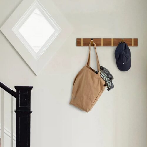 Kapstok Knax Horizontaal Hout met 6 brass haken