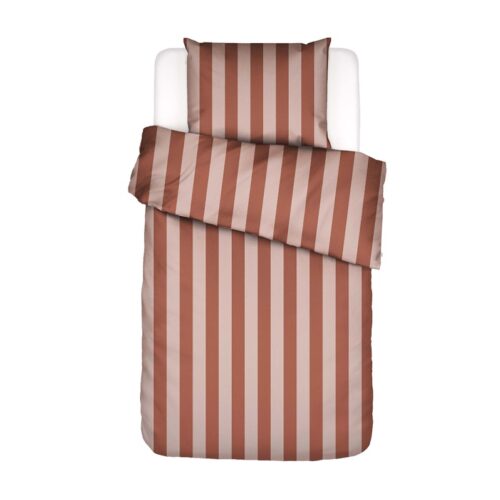 Dekbedovertrek Essenza Minte Stripe - Terracotta - Blush pink, 140 x 200/220 + 1 sloop