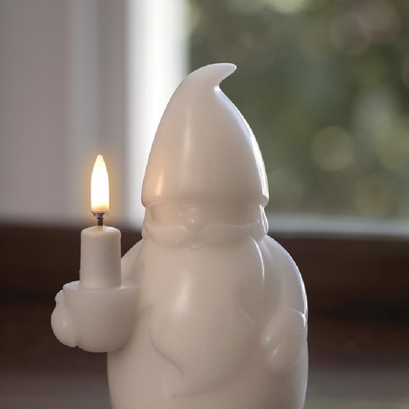 LED kerstman kaars wit 10 x 17 cm