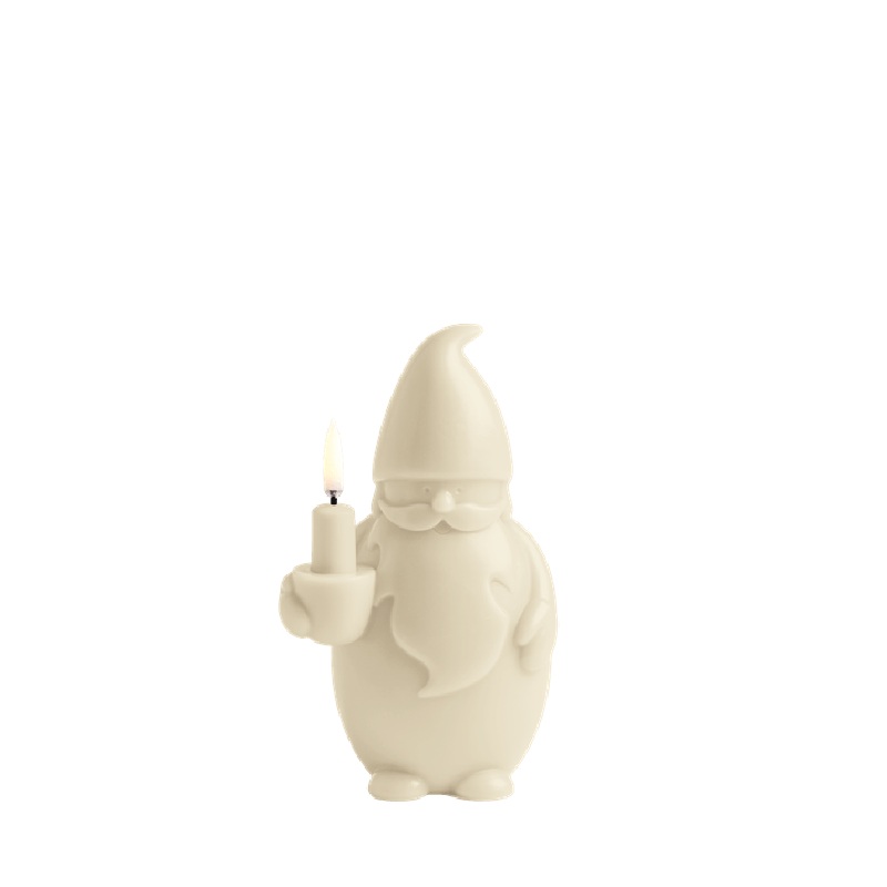 LED kerstman kaars wit 10 x 17 cm - Afbeelding 2